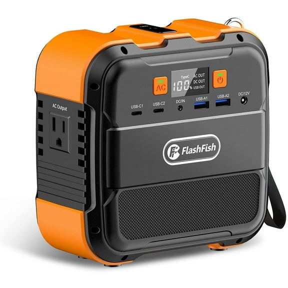 120W Portable Power Station, 98Wh/26400mAh Solar Generator Battery Pack with AC/DC/Type-C/USB/Flashlight, 110V Backup Power Bank for Laptop, Phone, Tablet, Camping, RV, Van, Outdoor Trips