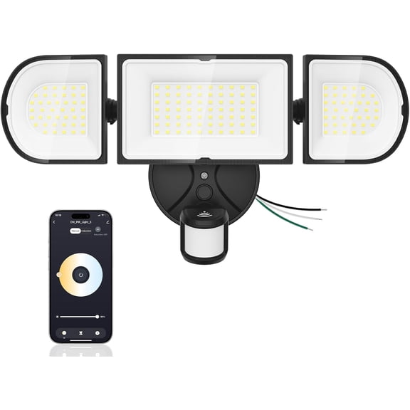 120W Smart Flood Light Outdoor, 12000lm Motion Sensor Outdoor Lights, WiFi Alexa Floodlight APP Control, 2700K-6500K Motion Lights for Outside, IP65 Waterproof LED Security Light, Black$$