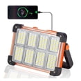 thumbnail image 1 of 120W Solar Rechargeable Work Light, 144 LED 10000LM Portable Flood Light with Stand, IP66 Waterproof 4 Modes LED Job Site Lighting Flashlights for Mechanic Camping Fishing Car Repair, 1 of 7