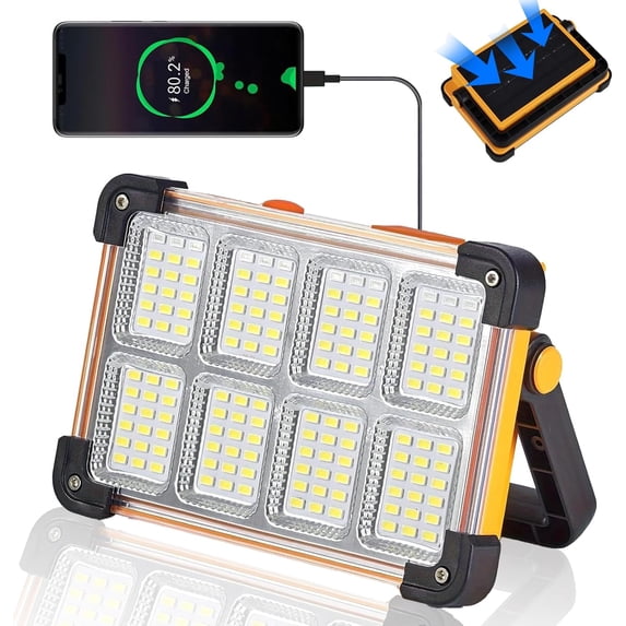 120W Solar Rechargeable Work Light, 144 LED 10000LM Portable Flood ...