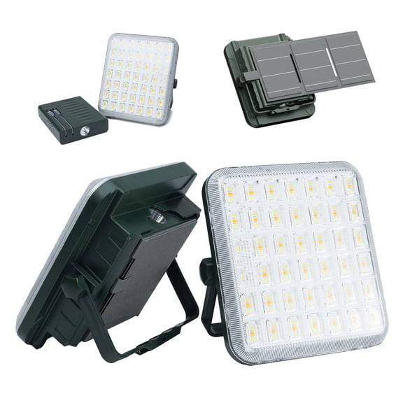 120W Solar Rechargeable Work Light, Led Work Light with 4 Modes, Waterproof Portable Flood Light with Stand, Solar Outdoor Working Light for Emergency Power Failure, Camping, Car Repair, Fishing