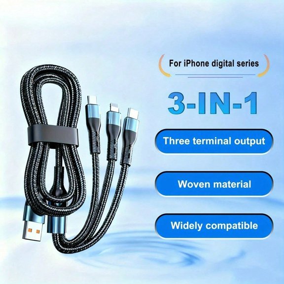 120W USB C 3 In 1 Charging Cord Micro USB Type-c Multiple Mobile Phone Fast Charging Cable
