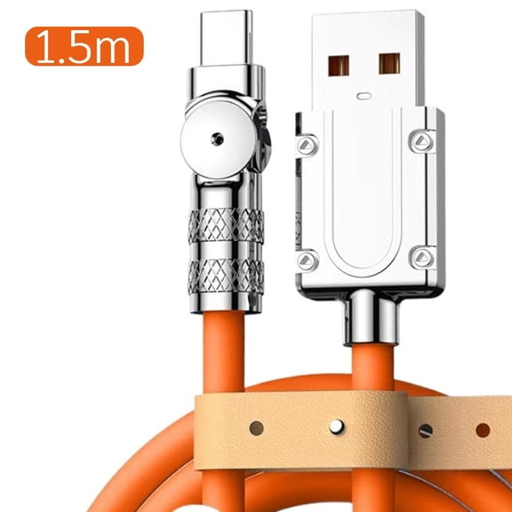 120W USB C Fast Charging Cable, 180° Rotatable Type-C Charger Cord with LED, Zinc Alloy Connector, 3.3ft/4.9ft/6.6ft for Phone Gaming