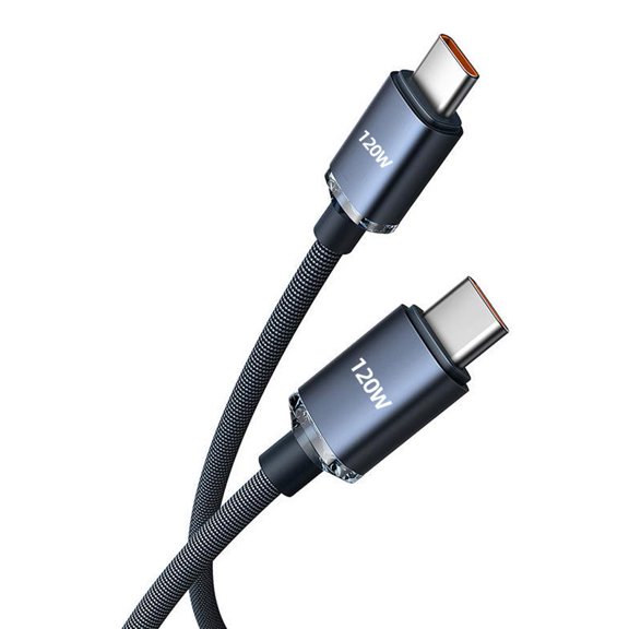 120W USB-C to USB-C Braided Charging Cable – Fast Charge & 480Mbps Data Sync