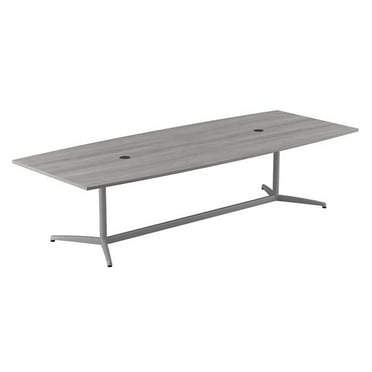120W x 48D Conference Table with Metal Base in Platinum Gray - Engineered Wood
