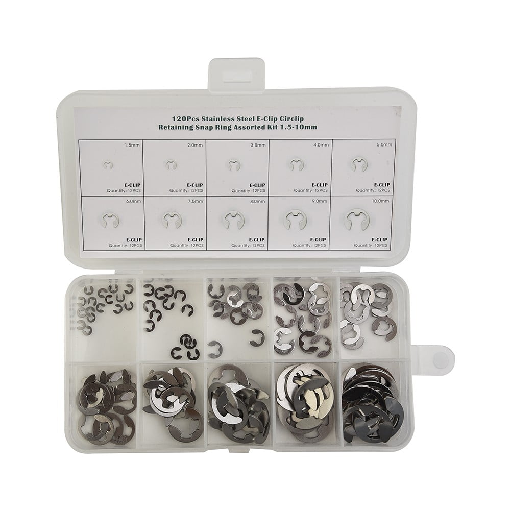 120 E Clips C CIRCLIPS Stainless Steel Kit Retaining Ring Assorted 1.5mm to  10mm