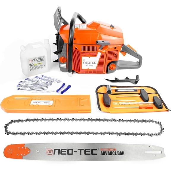120cc Gas Powered Chainsaw 42 Inch Bar 8.4HP 6.2KW 2-Cycle Large Engine Gasoline Saw for Tree Cutting Firewood Logging Farming Ranching Land Clearing Timber Harvesting Heavy Duty Professional Motosi