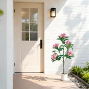120cm Artificial Plumeria Flower Tree with Silk Leaves & Realistic Blooms for Living Room, Bedroom & Office Decor