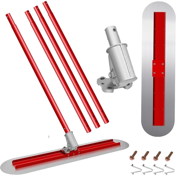 120cm Finishing Trowel, 4-Section Extendable Handle (Up to 543cm), Bull Float. Lightweight, Corrosion-Resistant, Ideal for Slabs, Patios, and Garages.