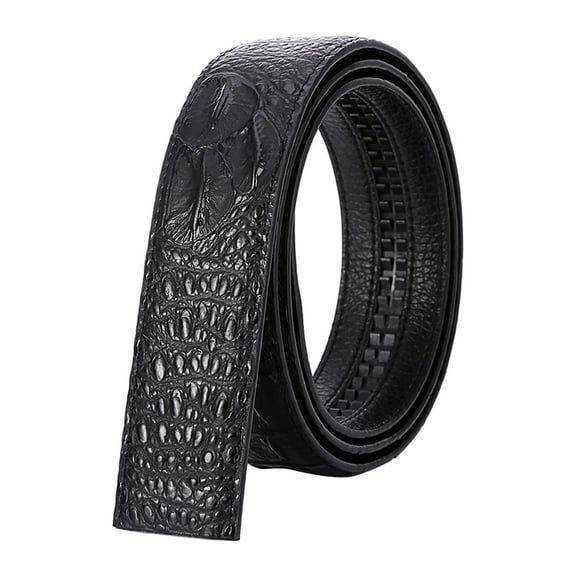 120cm Men Leather Ratchet Belt Waistband Strap for Automatic 1 Black