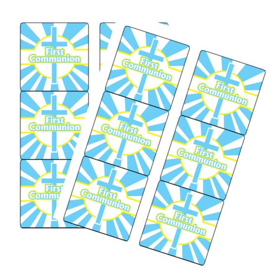 120ct First Communion Stickers - Blue Green