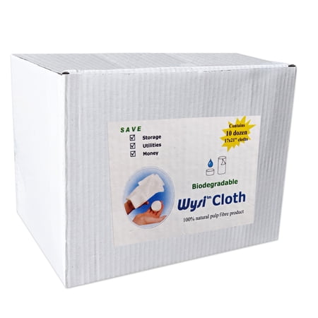120ct WYSI Compressed Bar Cloth, Compostable, Reusable, Disposable. Just Add Water, Box of 10 Dozen