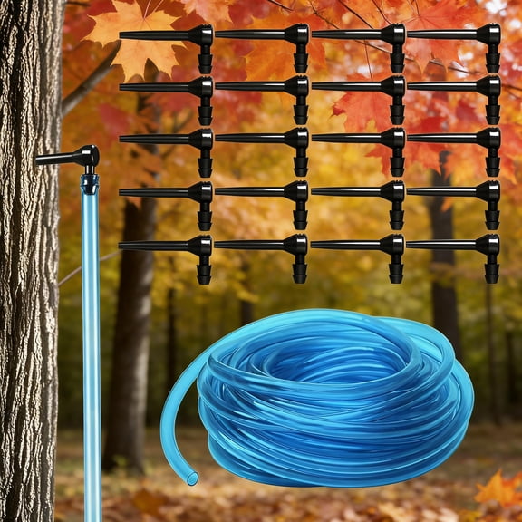 120ft Syrup Lines GGA1 with 20pcs Syrup Tree Tapping Kit with Reusable Food Grade Tubuing Drop extractors, Birch Walnut Sugaring Starter Supplies Collection Gift for Experts or Beginners