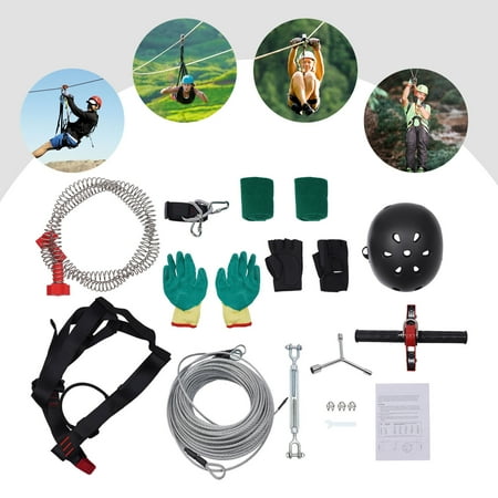 120ft Zip Line Kit 330lbs Max W/ Stainless Steel Spring Brake Zipline Kit