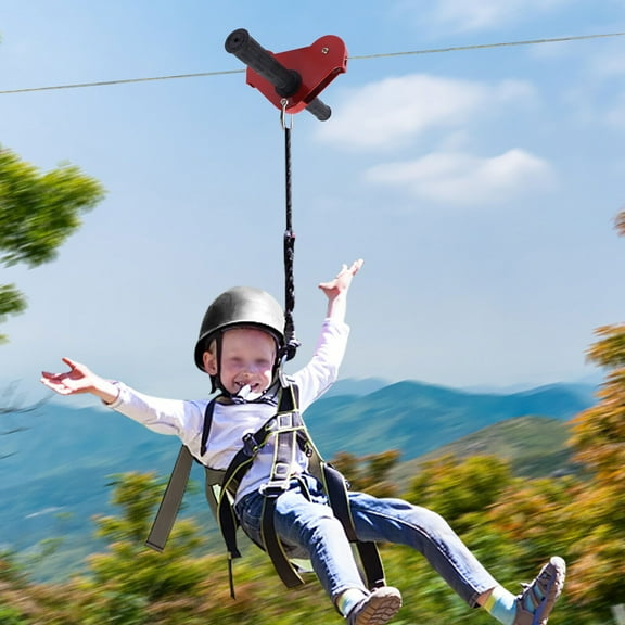 120ft Zip Line Kit w/ Stainless Steel Spring Brake Zipline Kit Safety 330lbs Max