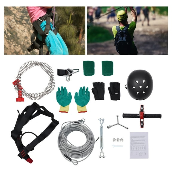 120ft Zipline Kit for Kids, Safety Features Including Tree Protection Mats, Non-Slip Handle, Adjustable Helmet, Perfect for Backyard Adventure and Play