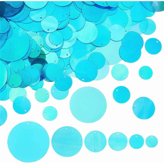 120g Large Sequins for Crafts 6 Size Blue Flat Round Sequin Paillettes PVC Loose Sequins and Spangles for DIY Crafts Sewing Embroidery Applique