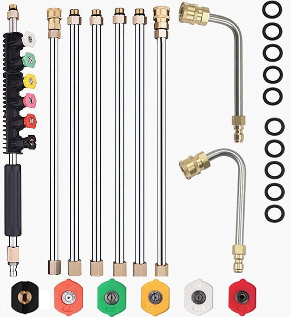 Beiled 4000 PSI Pressure Washer Wand, 10pcs Set w/6 Nozzle Tips (30°/90°/120°), 1/4" Quick Connect, Curved Rod for Roof/Gutter/Wall Cleaning
