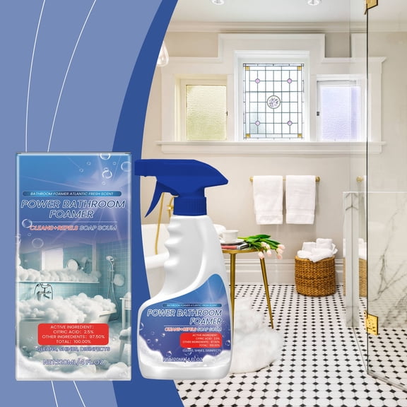 120ml Bathroom Foamer Cleaner Shower Cleaner Spray, Removes Water Stains Scale, Multi-Surface Bathroom and Tile Cleaner Grime, Long-Lasting, No Irritation