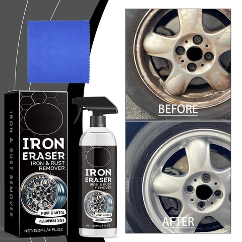120ml Car Tire Wheel Hub Rust Remover Spray Multi-purpose Automotive Metal Stain Cleaner Restore Wheel Surface Brightness Vehicle Exterior Daily Care Spray