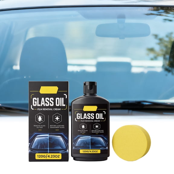 120ml Car Windshield Oil Film Removal Paste, Watermark Rainproof Glass Care Cream, Bug Sap Stain Cleaner for Rearview Mirror, 4.23oz