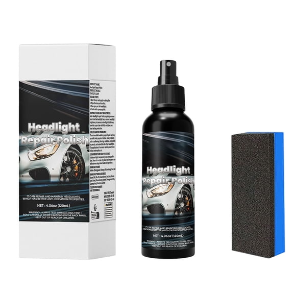120ml Headlight Cleaner Repair Set, Auto Light Restoration and Polishing Kit, Car Headlight Renovation Solution, Clear Vision Detailing Set, Professional Light Care