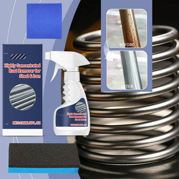 120ml Heavy Duty Rust Removal for Metal,Multipurpose Rust Remover Spray,Powerful Steel Rust Removal,Stainless Steel Rust Remover Cleaner,Rust Converter for Various Metals Furniture