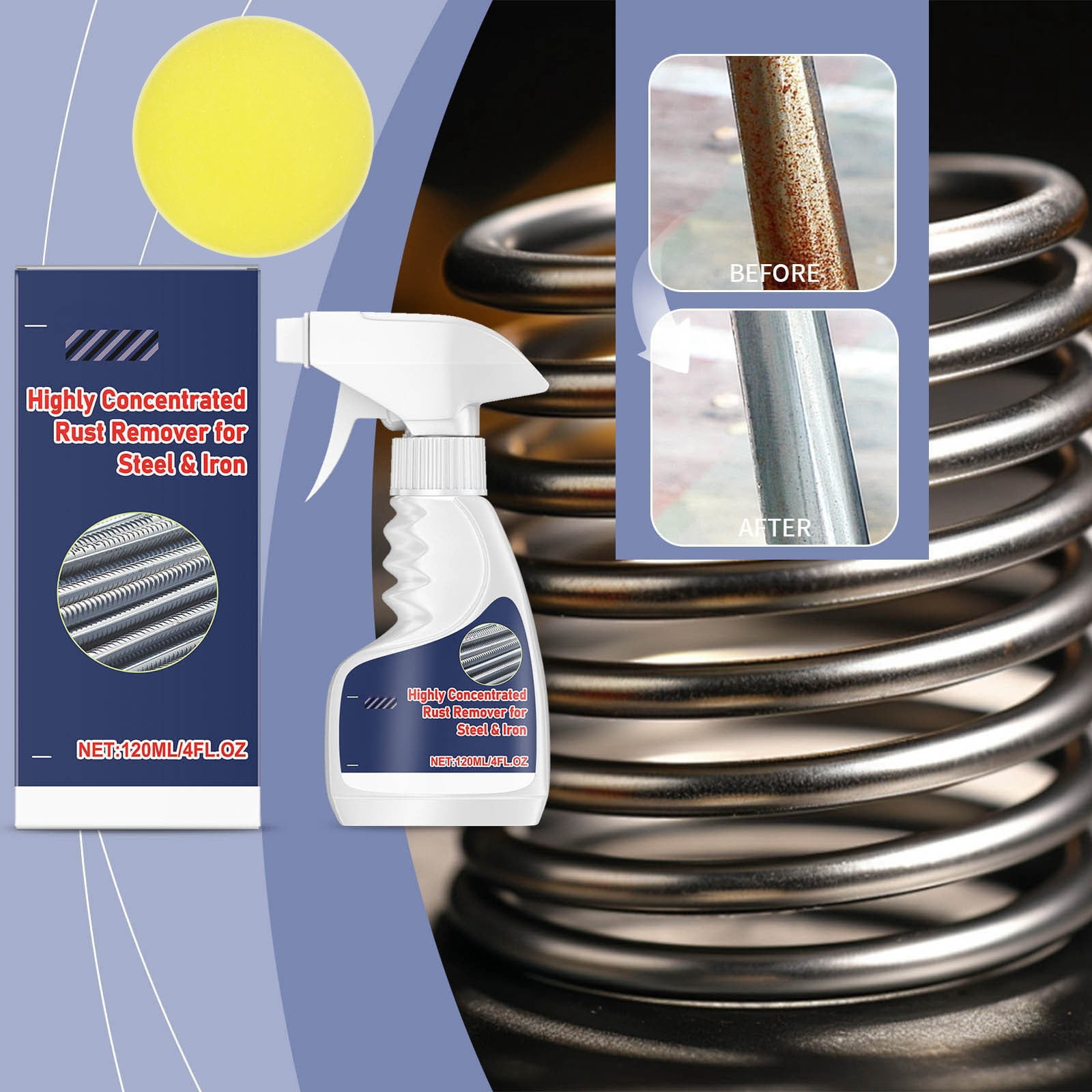 120ml High Performance Metal Rust Remover Spray, High Concentration ...