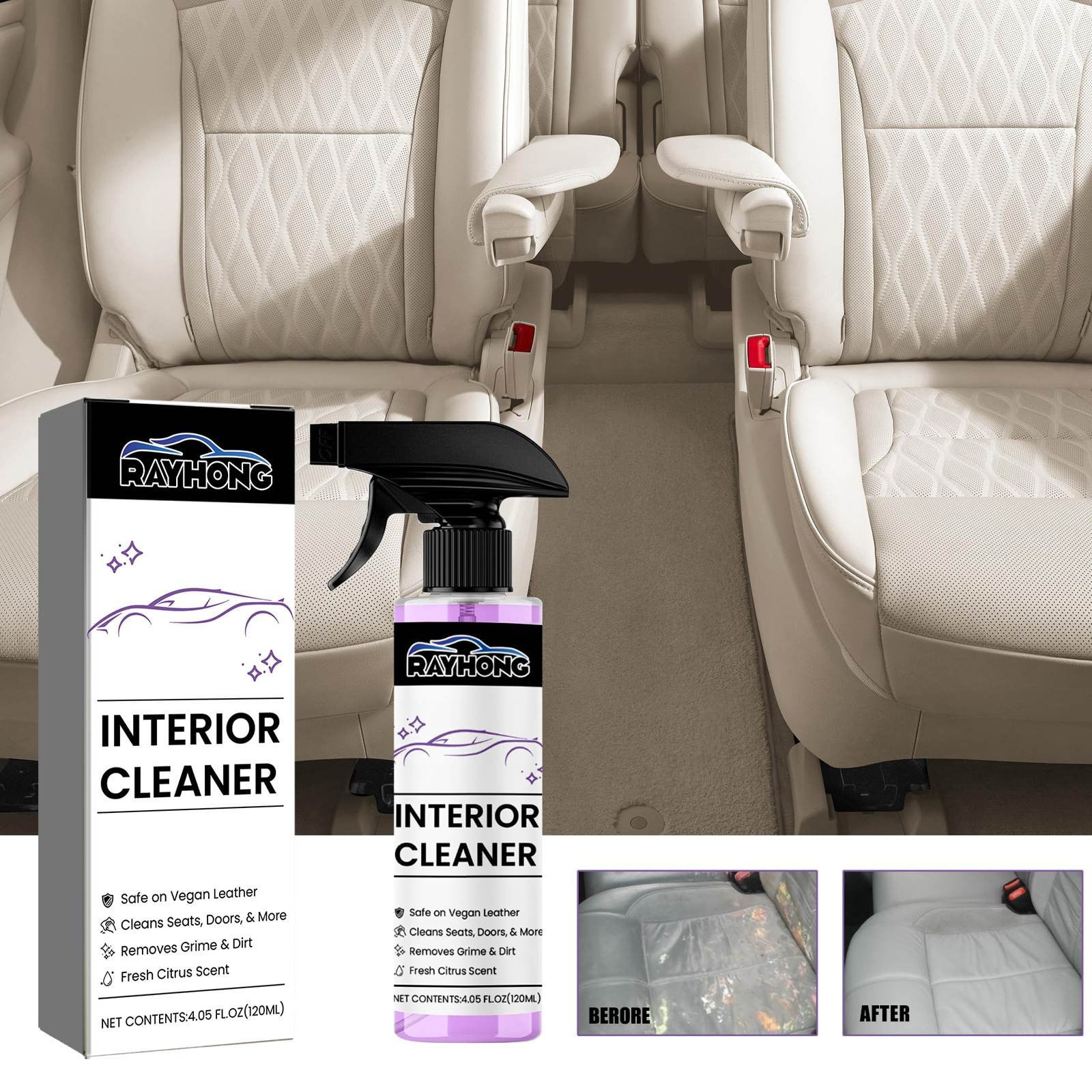 120ml Interior Cleaner Seat Cleaner for White Or Black Vegan Leather