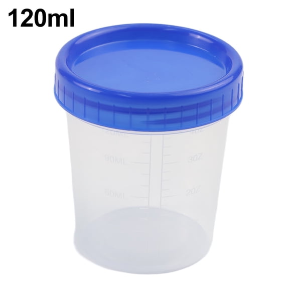 120ml Laboratory Measuring Cup With Lids Plastic Specimen Sample Jars Graduated Measuring Cups Kitchen Storage Container