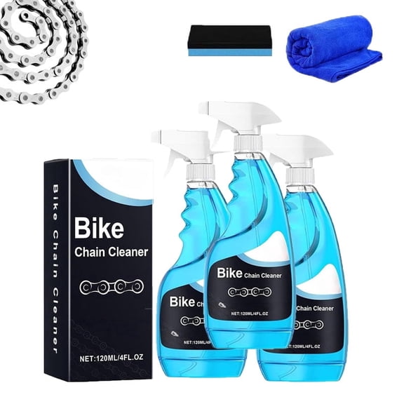 120ml Portable Anti-Rust Bicycle Chain Cleaning Spray, Deep-Cleaning & Rust-Resistant Bicycle Chain Cleaner, No Disassembly Needed, For Mountain, Road and Most Bikes (3PCS)