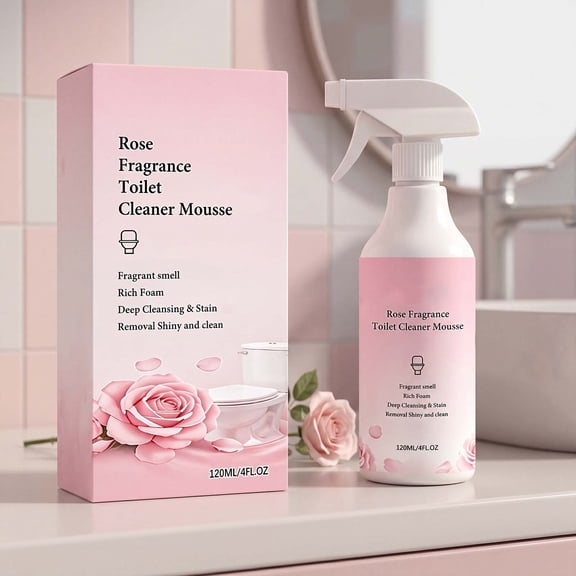 120ml Rose Toilet Cleaner, Foaming Toilet Bowl Cleaner Spray, for Bathroom Stain and Yellow Marks Removal, Odor Reducing, Fresh Scent, Easy to Use