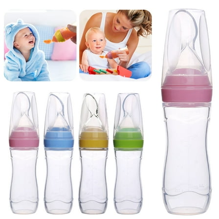 120ml Silicone Baby Food Feeder Spoon, Cereal Supplement Bottle for Infants