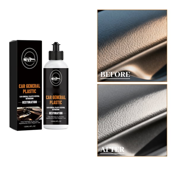 120ml Universal Car Plastic Restorer Polish, Automotive Interior Exterior Plastic Revitalizing Refinishing Agent, Long Lasting Coating for Faded Plastic Parts Auto Detailing Maintenance Care, Black