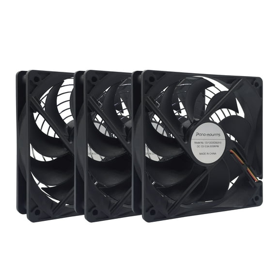 120mm 12V DC Fan High Airflow 3Pin Dual Ball with Metal Guard Brushless Exhaust Cooling Fan 3-Pack
