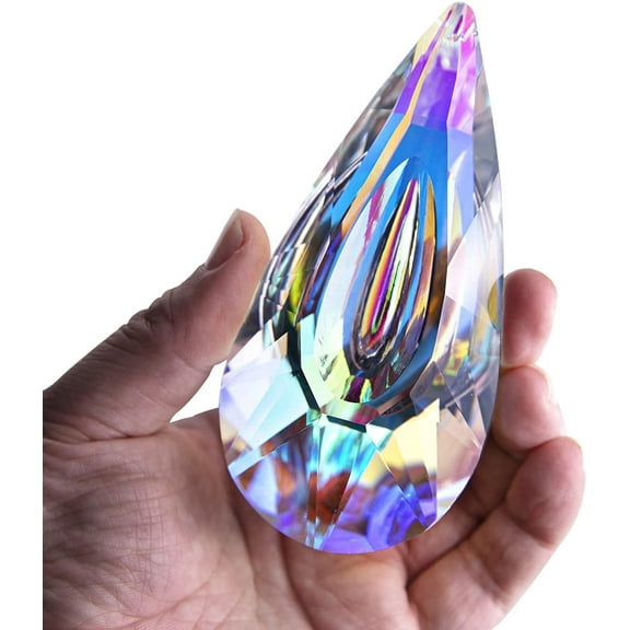 CEYAZYE 120mm/4.7in Crystal Prism Suncatcher Window Hanging Sun Catchers AB Colored Crystals Faceted Prism Rainbow Maker Pendant