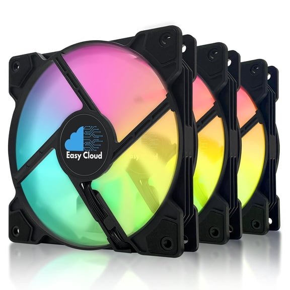 120mm ARGB Fans 4PIN PWM Computer Case Cooler Up to 1600 RPM CPU Quiet Hydraulic Bearing Gaming PC 3 Pack Ventiladores for & Radiator