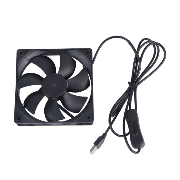 120mm Brushless Cooling Fan, USB Power Plug, Corner Mounting Holes, 2800 RPM Air Mover for Computer Case Ventilation, Auxiliary Setup Duty