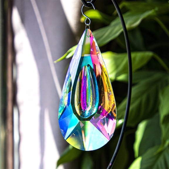 120mm Colorful Crystal Suncatcher Window Hanging Decor, ZzCityTK Premium Prism Sun Catcher for Home Wedding Party, Sparkling Rainbow Light Refractor with Gift Sandbag