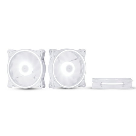 120mm Computer PC Cooling Fan White LED Game Case Cooler Fan Quiet 12V Cooling Fan with Triple Light Loop 3-Pack