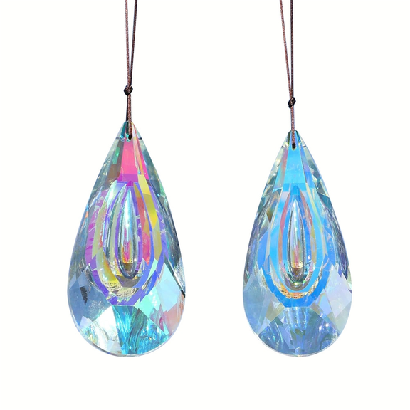 120mm Crystal , 2 Pack Large Prism Sun Catchers Hanging Ornaments Rainbow Maker Pendant