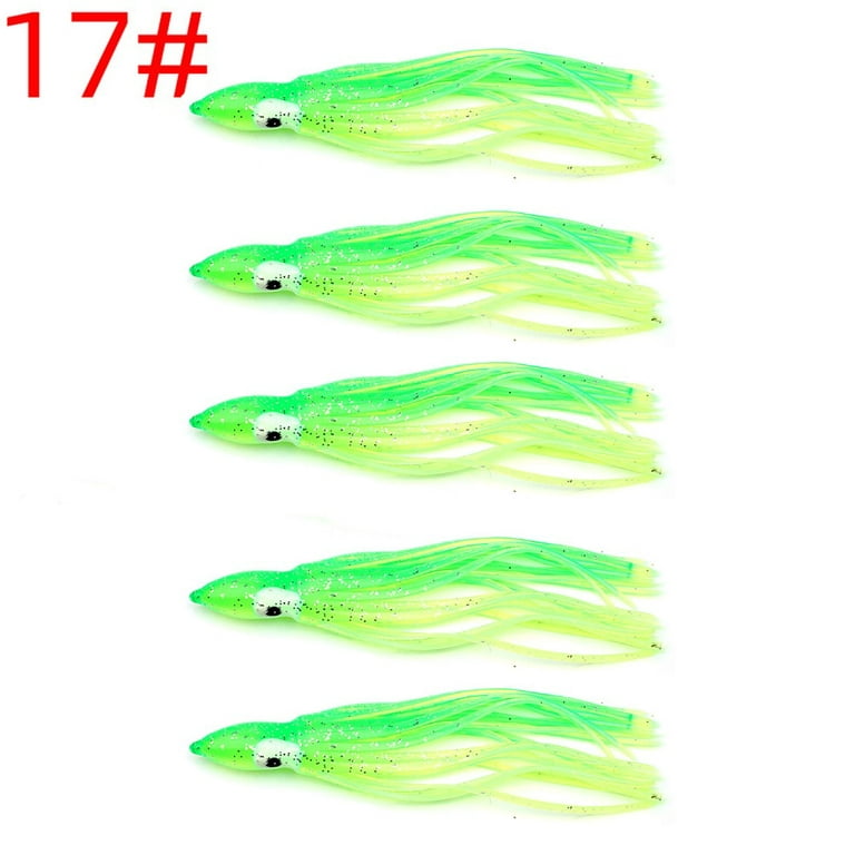 120mm Luminous Octopus Lure Squid Rubber Fishing Trout Swing Lure 5pcs 