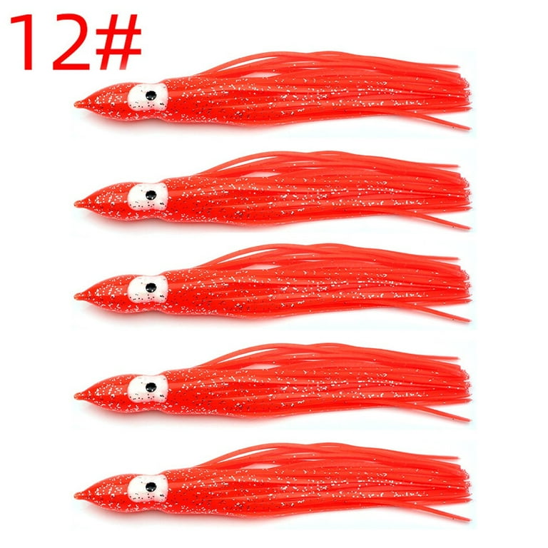 120mm Luminous Octopus Lure Squid Rubber Fishing Trout Swing Lure 5pcs