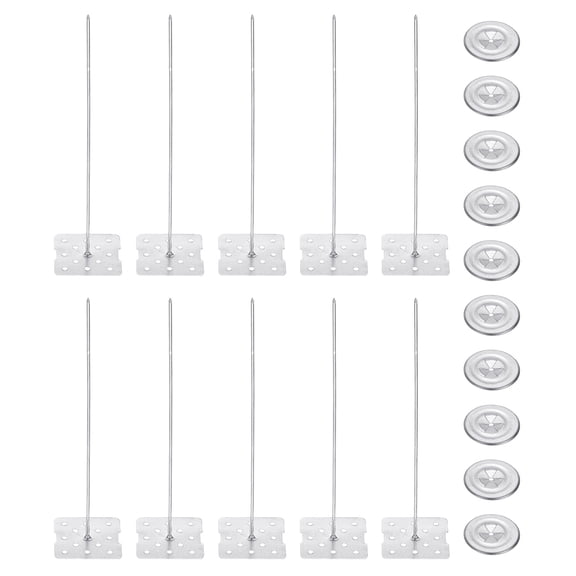 120mm Perforated Insulation Pins with Round Washer,50 Sets 2in Insulating Nails Wall Plug for Fixing Foam Boards to Wall or Ceiling