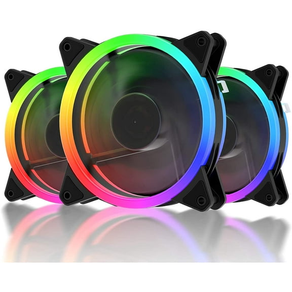 120mm RGB Case Fan Fan,Quiet Edition High Airflow LED for PC Cases-3 Pack,RGB123-3