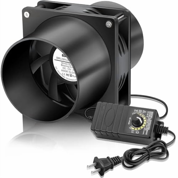 120mm x 38mm 12V DC Axial Cooling Fan with Speed Controller, 110V 120V AC Powered, 4 Inch Small Duct Exhaust Fan with 2 Flanges for Soldering, 3D Printer Enclosure, Paint Booth Ventilation