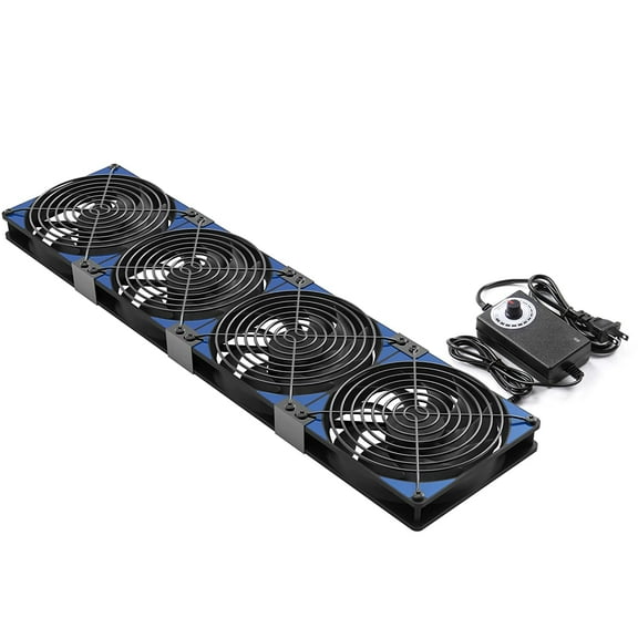 120mmx4 480mm Adjustable Computer PC Vent Fans with AC Plug 3-12V Speed Controller for Flexible Arrange Chicken Coop Rack Space Window Wall Cabinet Server Mining Rig Exhaust Cooling