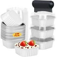 thumbnail image 1 of 120pack/10oz Mini Cake Baking Pans with Lids, 4”X4” Small Cake Pan Foil Brownie Tins, Square Disposable Ramekins Cupcake Baking Cups Dessert Cheesecake Containers-White, 1 of 13