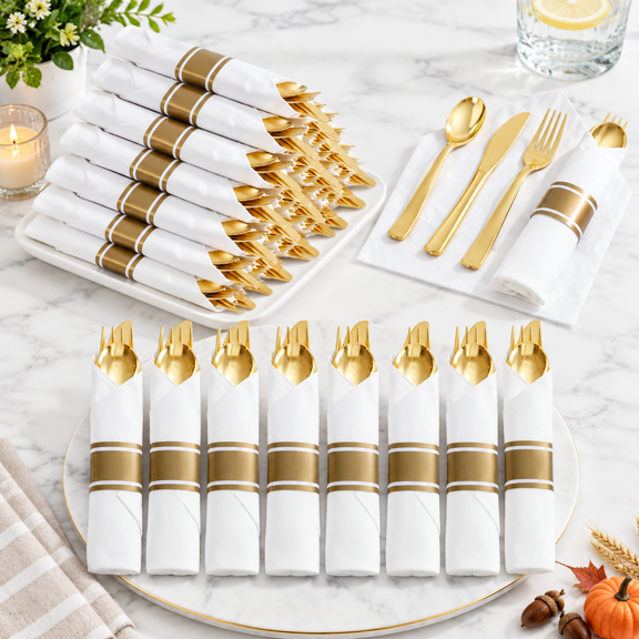 120pack Pre Rolledware Set Plastic For Weddings