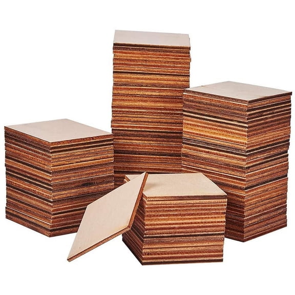120pc 120 pcs 5cm(2 inch) Unfinished Blank Wood Squares Slices Wood Cutouts Pieces for Pyrography Painting Writing DIY Arts Craft Project Book Signing